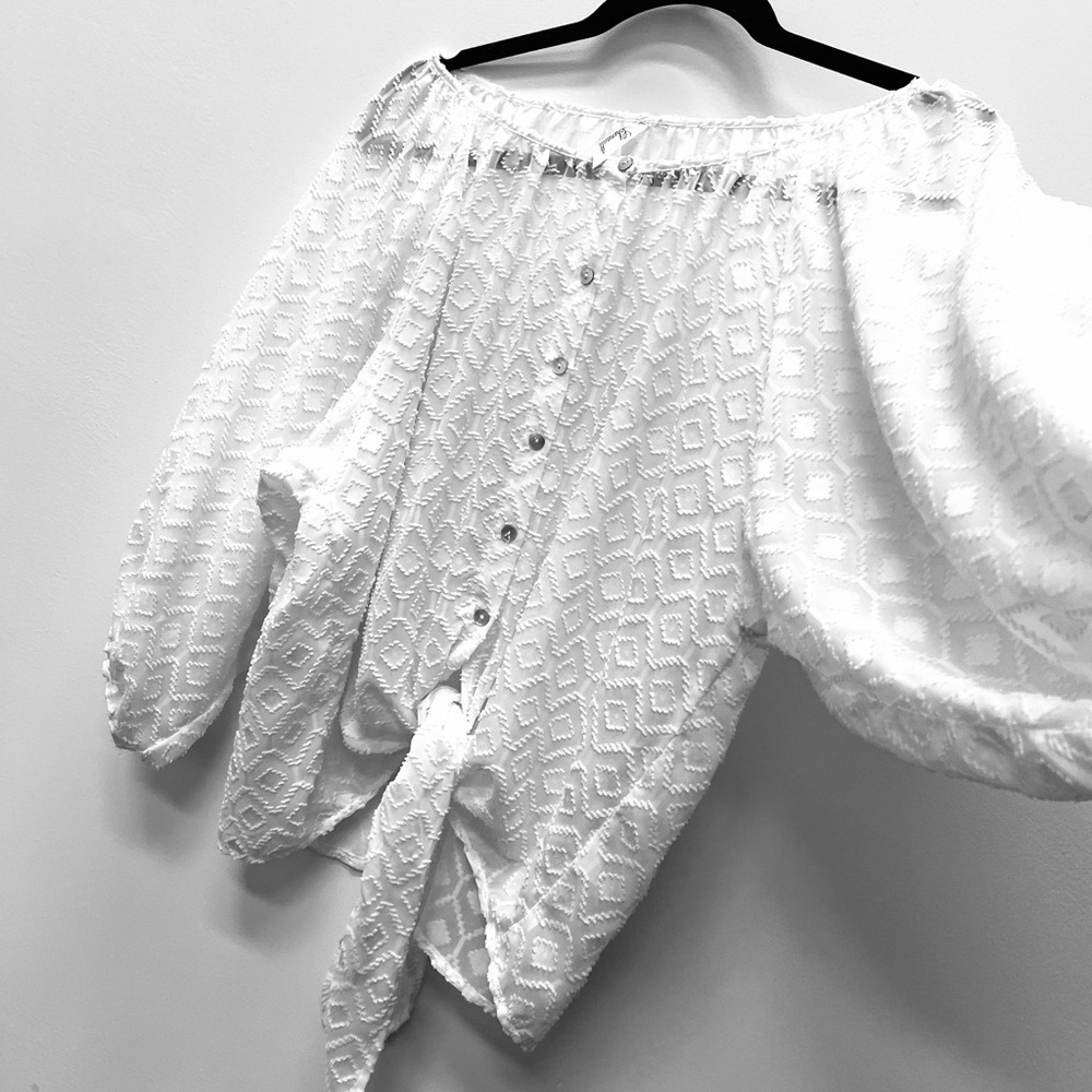 Chenille Tie Front Blouse
